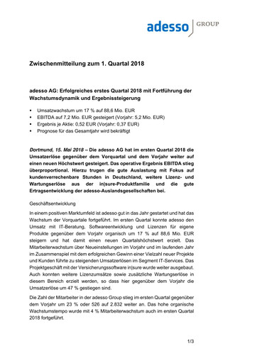 Thumbnail adesso SE Quarterly Report 2018-q1