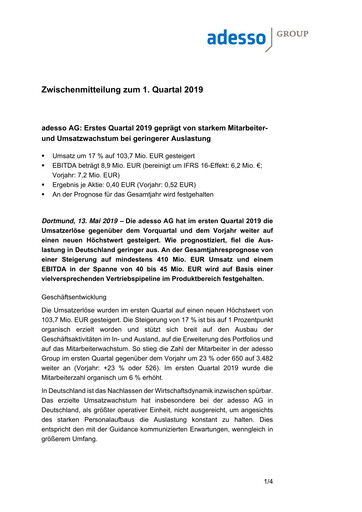 Thumbnail adesso SE Quarterly Report 2019-q1