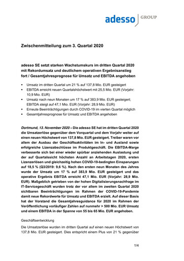 Thumbnail adesso SE Quarterly Report 2020-q3