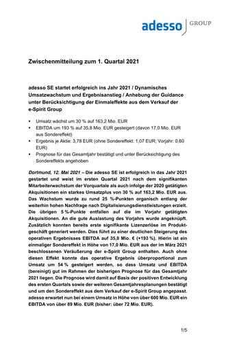 Thumbnail adesso SE Quarterly Report 2021-q1
