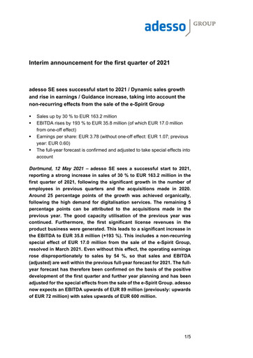 Thumbnail adesso SE Quarterly Report 2021-q1