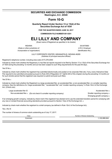 Thumbnail Eli Lilly Quarterly Report 2017-q2