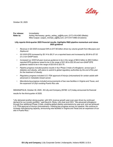 Miniature Eli Lilly Rapport trimestriel 2025-q3