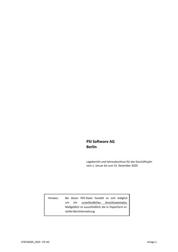 Vorschaubild PSI Software Finanzmitteilung 2020