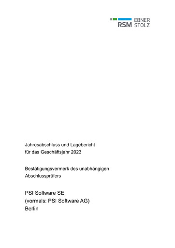 Vorschaubild PSI Software Finanzmitteilung 2023