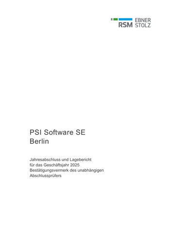 Vorschaubild PSI Software Finanzmitteilung 2025