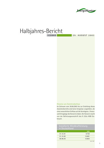Thumbnail Energiekontor Half-year Report 2003-h1