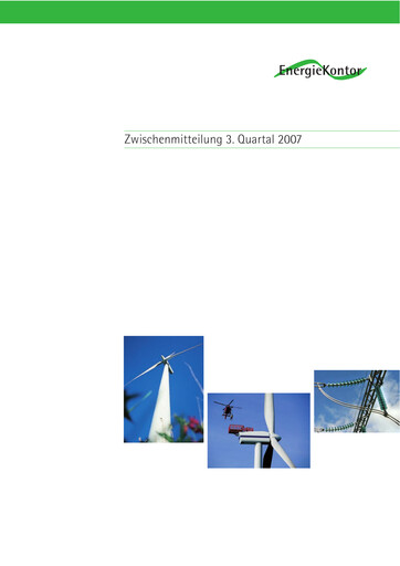 Vorschaubild Energiekontor Quartalsbericht 2007-q3
