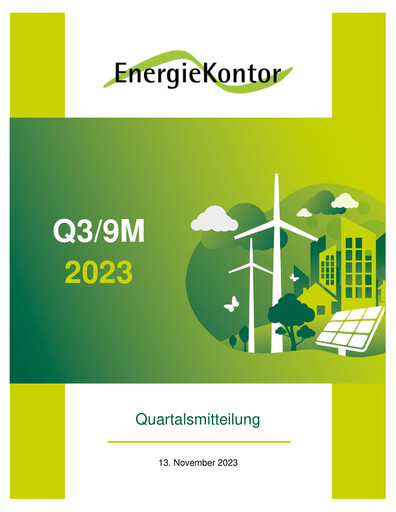 Vorschaubild Energiekontor Quartalsbericht 2023-q3