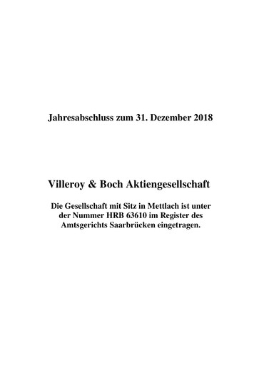 Thumbnail Villeroy & Boch Financial Statement 2018