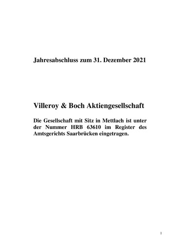 Miniature Villeroy & Boch Bilan financier 2021