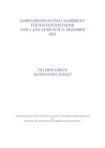 Thumbnail Villeroy & Boch Financial Statement 2025