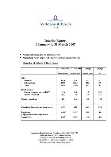 Thumbnail Villeroy & Boch Quarterly Report 2007-q1