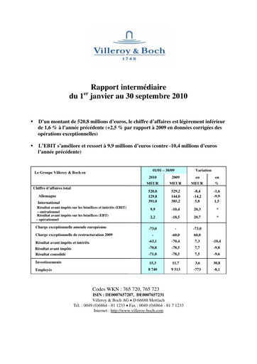 Thumbnail Villeroy & Boch Quarterly Report 2010-q3