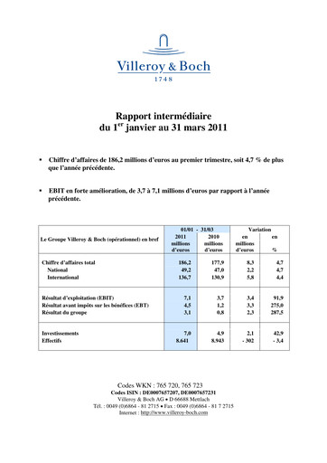 Thumbnail Villeroy & Boch Quarterly Report 2011-q1