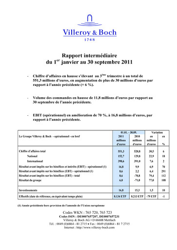 Thumbnail Villeroy & Boch Quarterly Report 2011-q3