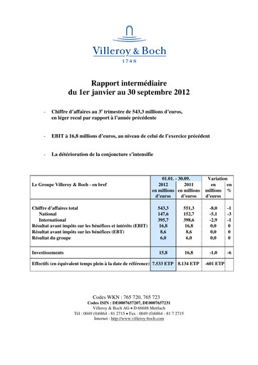 Thumbnail Villeroy & Boch Quarterly Report 2012-q3