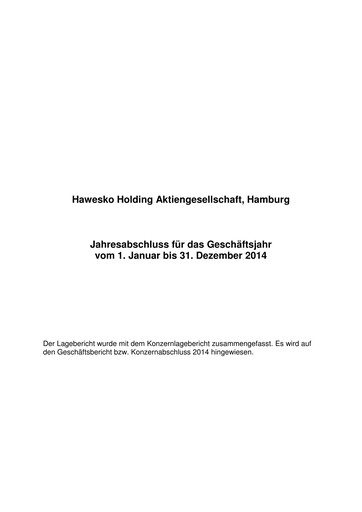 Thumbnail Hawesko Financial Statement 2014