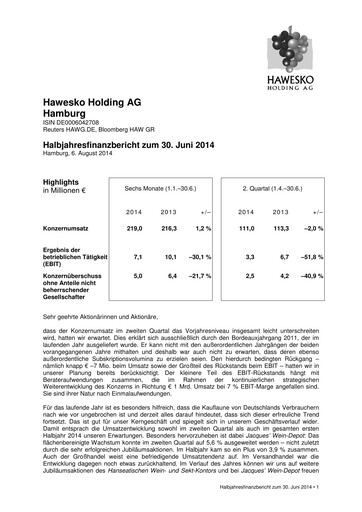 Thumbnail Hawesko Half-year Report 2014-h1