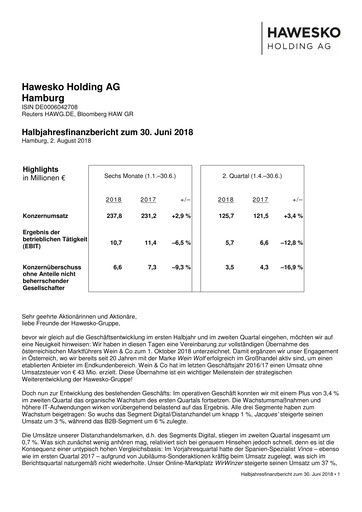 Thumbnail Hawesko Half-year Report 2018-h1