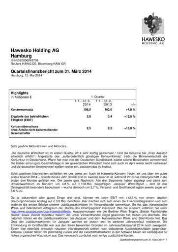Thumbnail Hawesko Quarterly Report 2014-q1