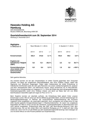 Thumbnail Hawesko Quarterly Report 2014-q3