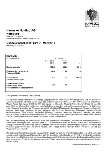 Thumbnail Hawesko Quarterly Report 2015-q1