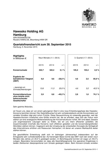 Thumbnail Hawesko Quarterly Report 2015-q3