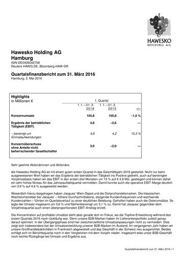 Thumbnail Hawesko Quarterly Report 2016-q1
