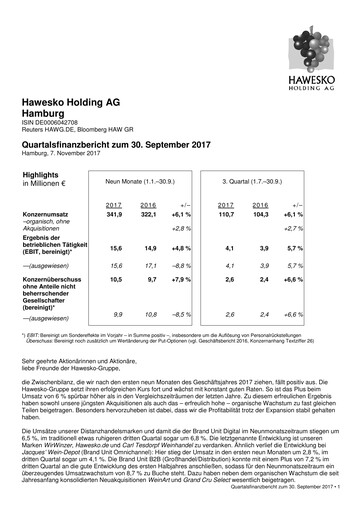 Thumbnail Hawesko Quarterly Report 2017-q3