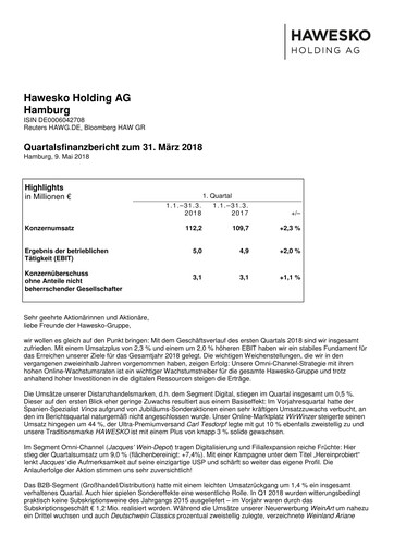 Thumbnail Hawesko Quarterly Report 2018-q1
