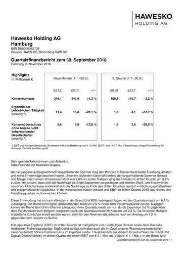 Thumbnail Hawesko Quarterly Report 2018-q3