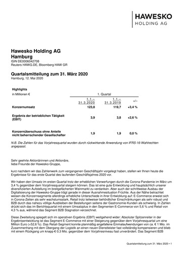 Thumbnail Hawesko Quarterly Report 2020-q1