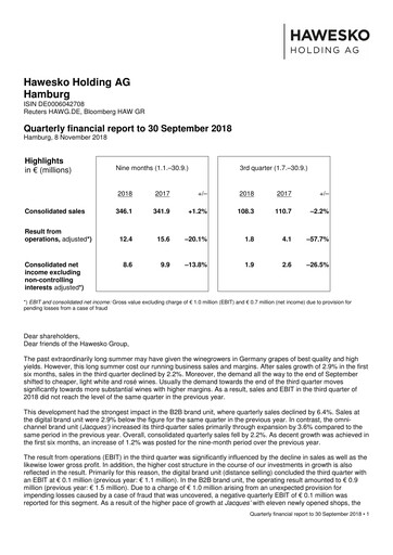 Thumbnail Hawesko Quarterly Report 2018-q3