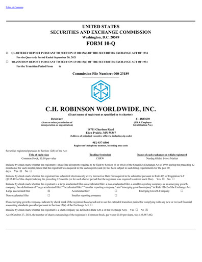 Thumbnail C. H. Robinson Quarterly Report 2021-q3