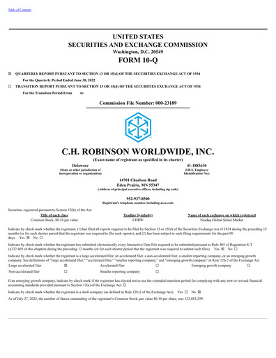 Thumbnail C. H. Robinson Quarterly Report 2022-q2