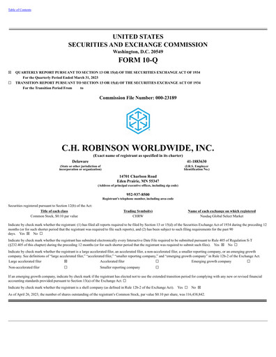 Thumbnail C. H. Robinson Quarterly Report 2023-q1