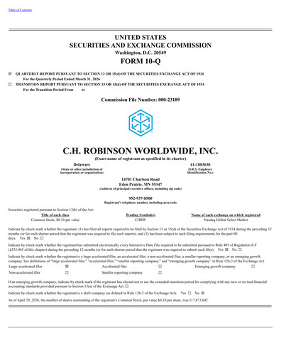 Thumbnail C. H. Robinson Quarterly Report 2026-q1