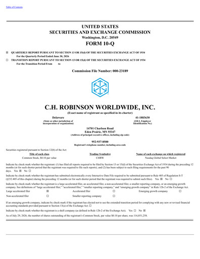 Thumbnail C. H. Robinson Quarterly Report 2026-q2