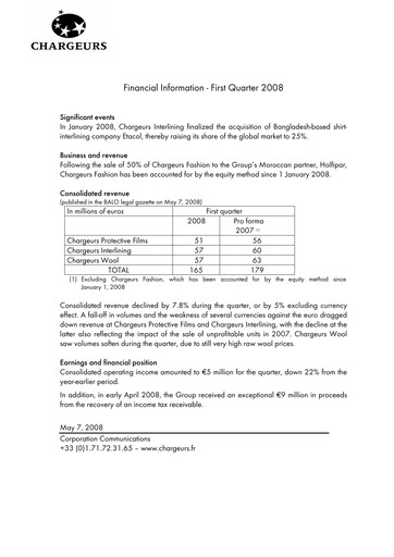 Thumbnail Chargeurs Quarterly Report 2008-q1