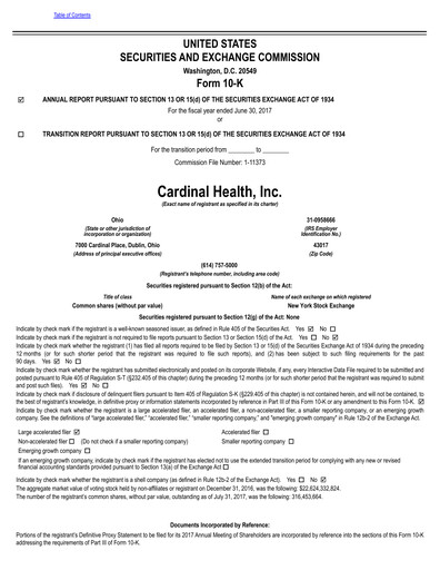 Thumbnail Cardinal Health Annual Report 2017