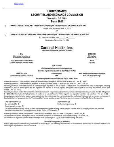 Thumbnail Cardinal Health Annual Report 2019