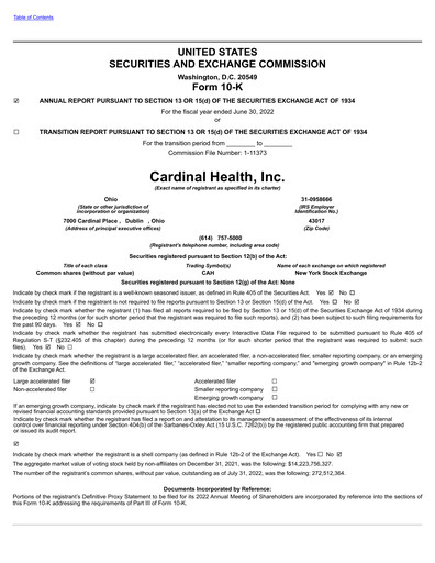 Thumbnail Cardinal Health Annual Report 2022