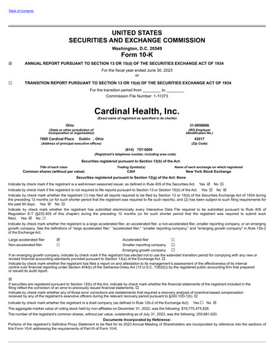 Thumbnail Cardinal Health Annual Report 2023
