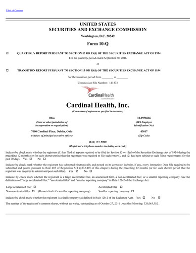 Thumbnail Cardinal Health Quarterly Report 2017-q1