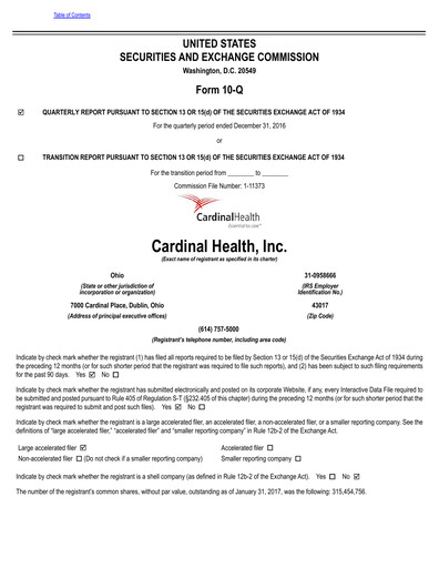 Thumbnail Cardinal Health Quarterly Report 2017-q2