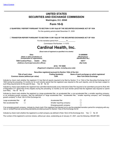 Thumbnail Cardinal Health Quarterly Report 2021-q2