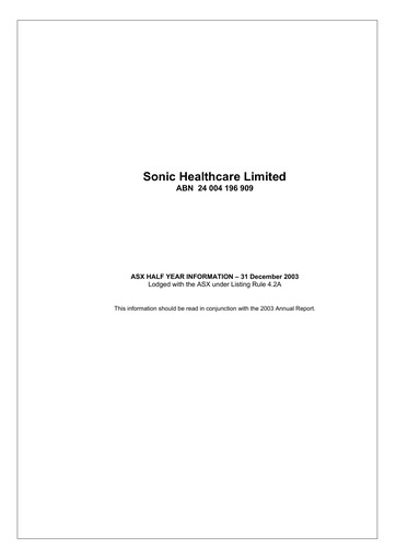 Thumbnail Sonic Healthcare Half-year Report 2003-h1