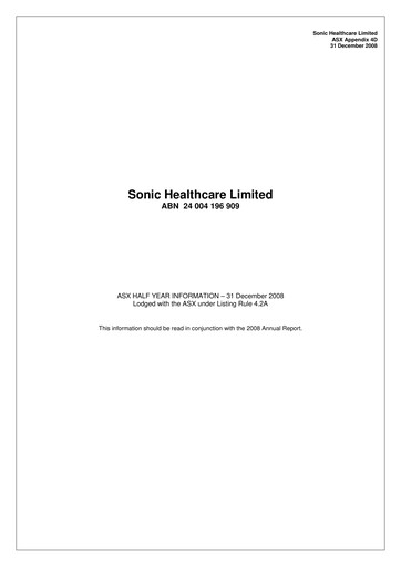 Thumbnail Sonic Healthcare Half-year Report 2008-h1