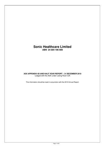 Thumbnail Sonic Healthcare Half-year Report 2010-h1